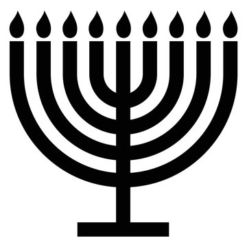 Menorah Silhouette. Menorah for Hanukkah, Vector illustration. Religion icon