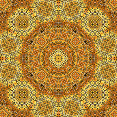 Golden Flower, ethnic seamless pattern