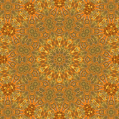 Golden Flower, ethnic seamless pattern