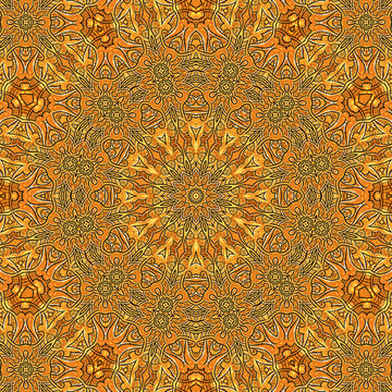 Golden Flower, ethnic seamless pattern