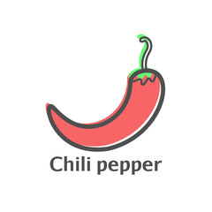 Pepper color thin line vector icon. Isolated chili vegetables linear style for menu, label, logo. Simple vegetarian food sign.