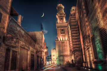Cairo at night with crescent 
