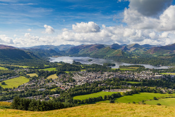 Fototapeta premium View of Keswick and Derwent Water from Latrigg, Cumbria, UK