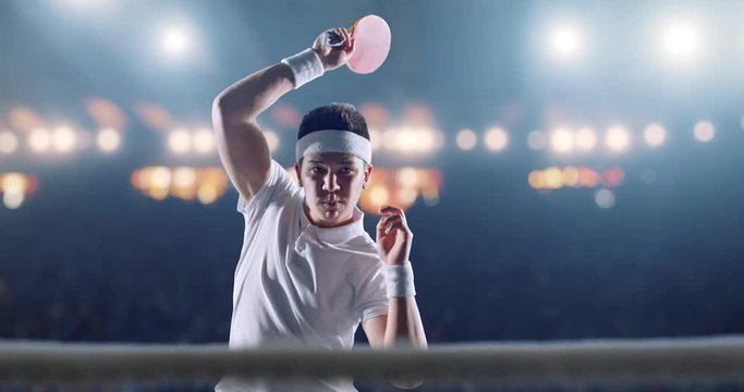 Table Tennis Professional Player In Action