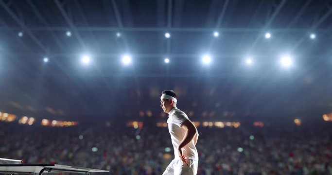 Table tennis professional player in action