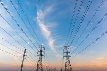 High voltage post.High-voltage tower sky