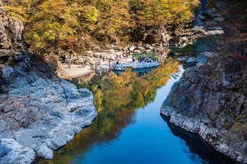 Perficet autumn season of Ryuokyo Canyon, Kinugawa Onsen Japan