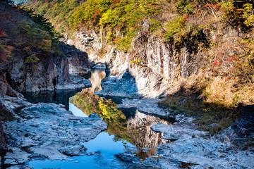 Perficet autumn season of Ryuokyo Canyon, Kinugawa Onsen Japan