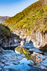 Perficet autumn season of Ryuokyo Canyon, Kinugawa Onsen Japan