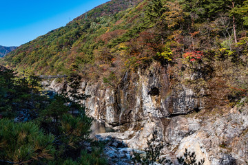 Perficet autumn season of Ryuokyo Canyon, Kinugawa Onsen Japan