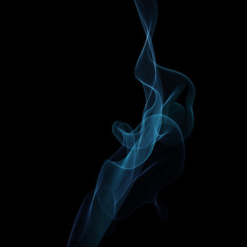 Abstract vector digital blue smoke on black background with copyspace