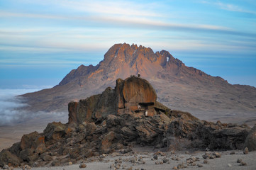 Obraz premium A view of Mawenzi peak from Kibo hut on Mount Kilimanjaro, Tanzania.