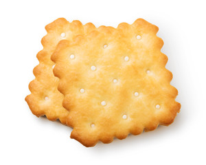 Dry crackers and cream cheese isolate on white with shadow with clipping path