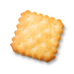 Dry crackers and cream cheese isolate on white with shadow