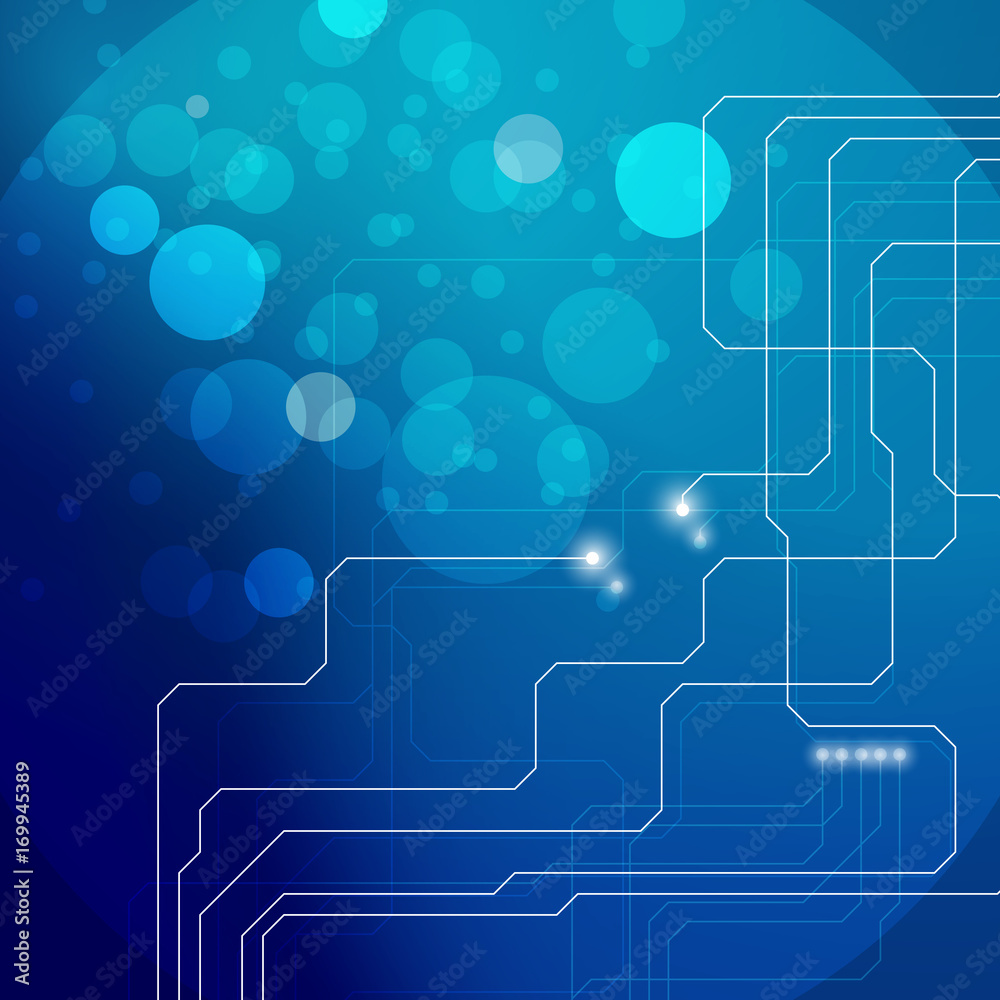 Poster Blue Modern Line  And Circle Abstract Hi Technology Information Vector Background