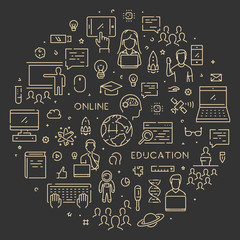 Round line banner for online education