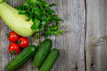 Vegetables on wood. Bio Healthy food, Organic vegetables on wood