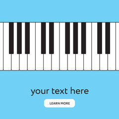 Fototapeta premium Piano keyboard internet banner. Place your text. Vector illustration
