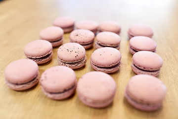 macarons on table at confectionery or bakery