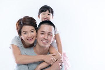 Young happy Asian family