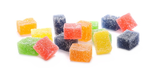 Jelly sugar candies isolated on white background 
