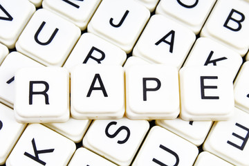 Rape text alphabet word by letters. Letter blocks crossword 
