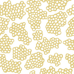 Abstract hand drawn spongy shapes in gold. Seamless vector patternv