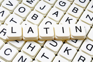 Latin text alphabet word by letters. Letter blocks crossword 