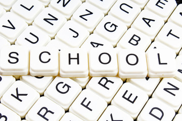 School text alphabet word by letters. Letter blocks crossword 