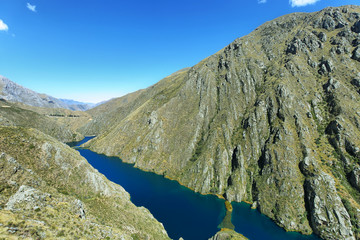 Obraz premium Clear waters of Cañete river near Vilca village, Peru
