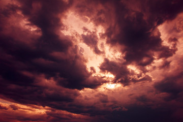 dramatic sky with imressive illumination, before storm