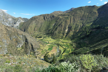 Naklejka premium Pre-inca Marcatupe platforms in Nor Yauyos Cochas, Peru