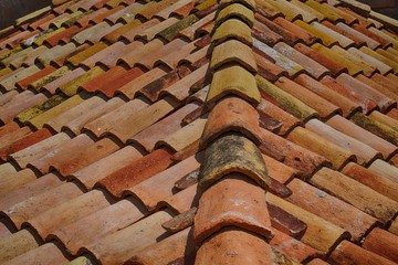 close up on colorful roof pattern 