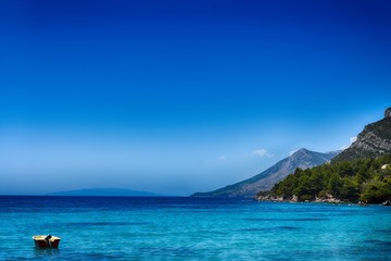 Fototapeta na wymiar blue adriatic sea mountain on background 