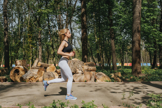 Runner Women Jogging Or Running In Evening At Sunlight,Lady Run