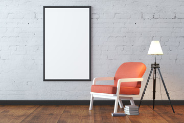 Contemporary interior with empty banner