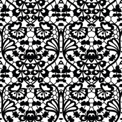 Lace seamless pattern with flowers