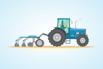 Farm tractor icon vector illustration. Heavy agricultural machinery for field work.
