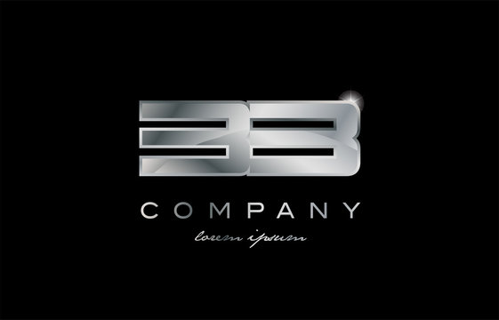 33 silver metal number company design logo