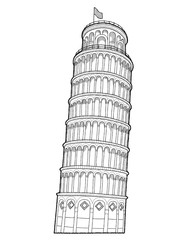 Leaning Tower Of Pisa Vector Illustration Hand Drawn Cartoon Art