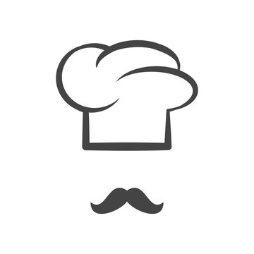 Chef cap with mustache isolated logotype icon