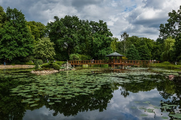Fototapeta na wymiar Japanese garden in Wroclaw city, Poland