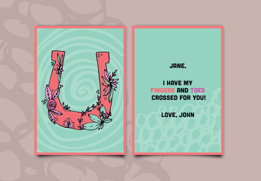 Horseshoe Good Luck Greeting Card Layout