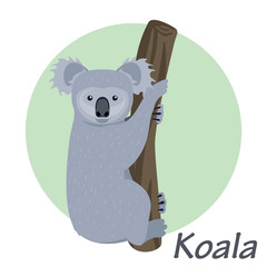 Cartoon koala on a tree vector illustration.