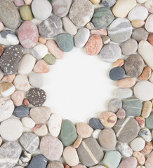 Fototapeta na wymiar Sea pebble, sea stones background. Sea pebbles frame.