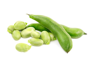 Green soybeans isolated on white background.
