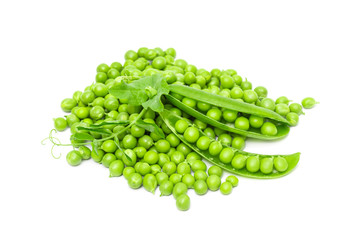 fresh green peas isolated on white