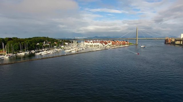 Marina with yachts in Stavanger, top view