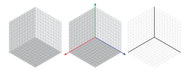 Isometric drawing a thirty degreesangle is applied to its sides. The cube opposite. Isometric Grid vector
