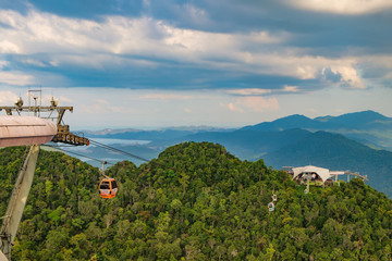Cable Car to the top of Langkawi island, Malaysia. Langkawi SkyCab is one of the major attractions in the island
